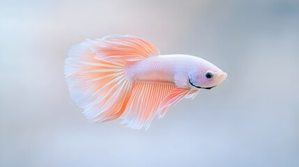 Fototapeta premium Captivating Betta Fish with Flowing Pastel Tail in Minimalist Studio Setting