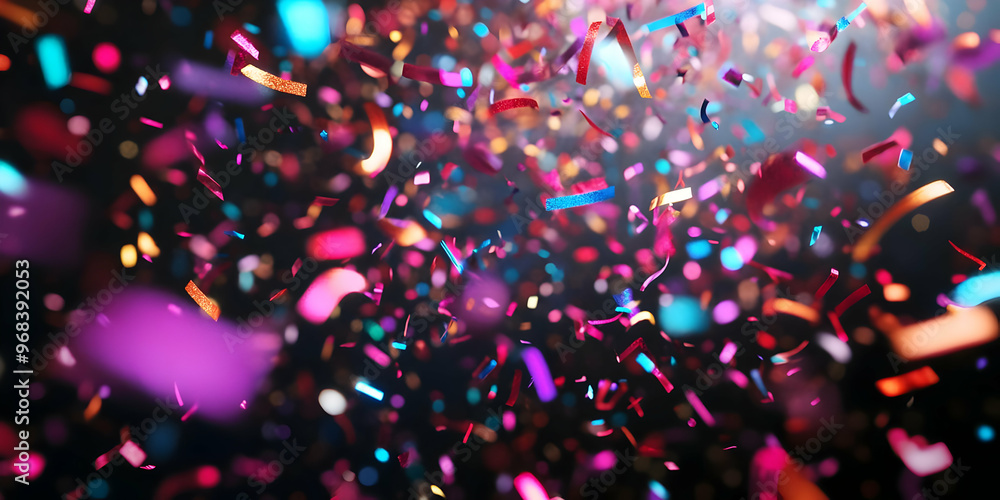 Poster Abstract Background with 3D Rendered Colorful Confetti Explosion