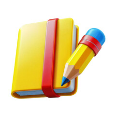 3d illustration of notepad and pencil.