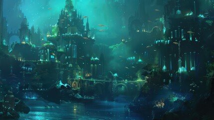 Obraz premium The atmosphere of the future city is full of beautiful lights.