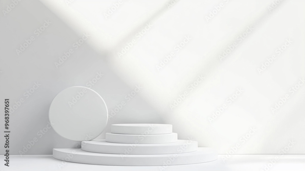 Poster minimalist abstract illustration of geometric shapes on a white background with soft shadows