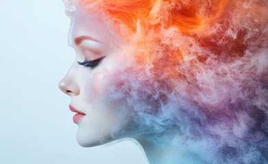 Vibrant curly hair in pastel colors