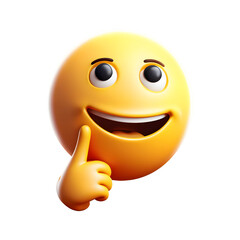 Curious Smiley Face Thinking Expression in 3D Render PNG Format