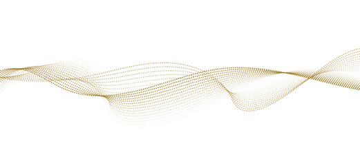 smooth flowing wave dots halftone lines dynamic gold isolated on transparent background concept of technology, digital, communication, science, music vector illustration