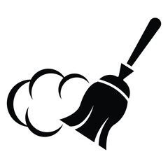 Broom, Besom or Short Brush icon vector design template