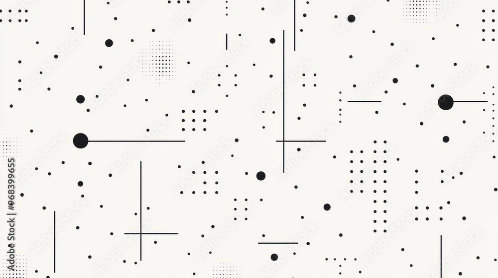 Poster simple dot and dash pattern in a repeating grid, forming a minimalist and clean design.