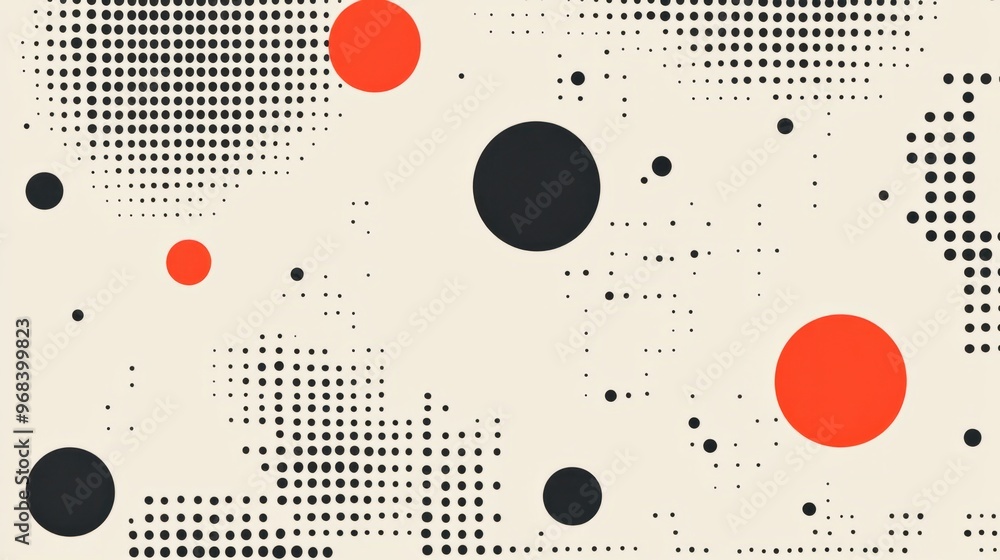 Poster simple dot and dash pattern in a repeating grid, forming a minimalist and clean design.