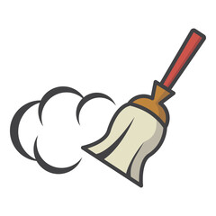 Broom, Besom or Short Brush icon vector design template