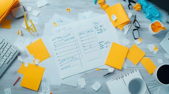 Messy Desk with Handwritten To Do List and Checked Boxes