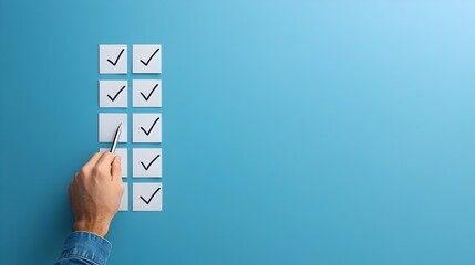 Minimalist Checklist with Hand Hovering Over Last Unchecked Item