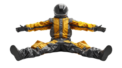 Astronaut in Yellow and Grey Spacesuit Floating in Space