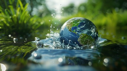 A concept of saving water and protecting the environment, emphasizing