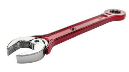Red wrench tool isolated transparent background