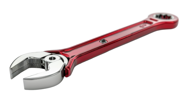 Red wrench tool isolated transparent background