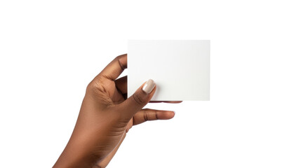 Obraz premium Hand hold blank card on transparent background