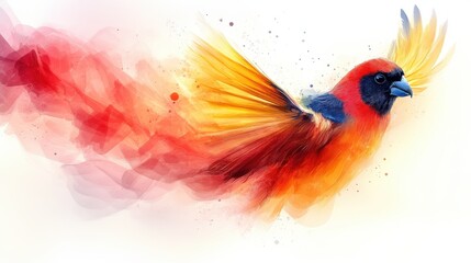 Obraz premium Animal clipart with a bird in flight on a white background, colorful and lively