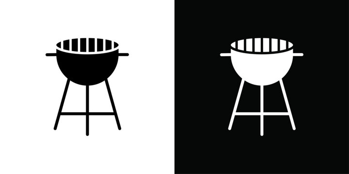 Barbecue grill icon Thin line flat illustration