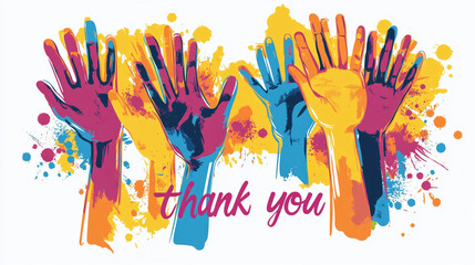 A vibrant vector design of hands signing thank you