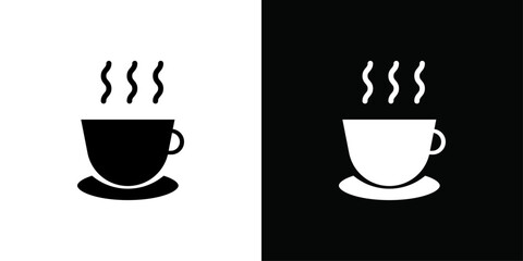 coffee cup icon Thin line flat illustration