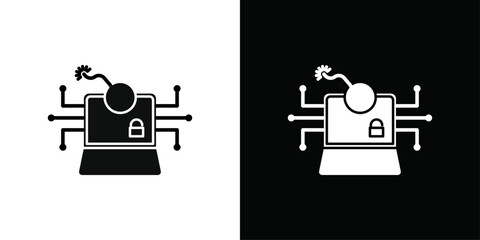 Cyber attack icon Thin line flat illustration