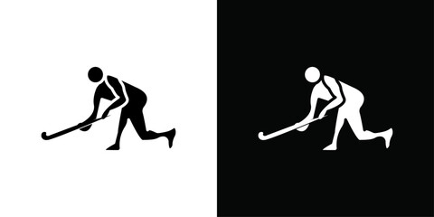Hockey player icon Thin line flat illustration