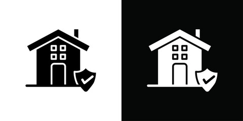 Home security icon Thin line flat illustration