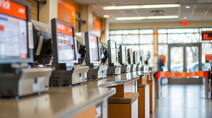 Promotional Displays: Displays on stands or digital screens showcasing the bank’s current offers, such as special interest rates and loan promotions.
