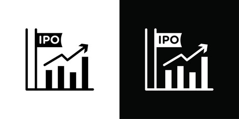 IPO Initial public offering icon Thin line flat illustration