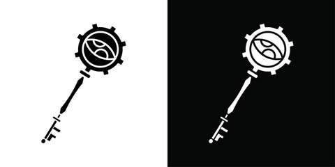 Magic Key icon Thin line flat illustration