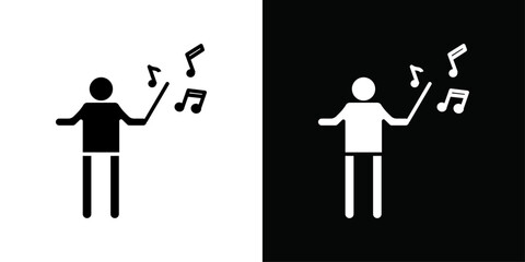 Music conductor icon Thin line flat illustration