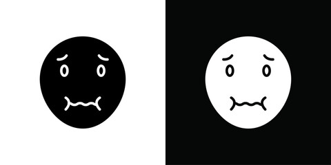 Nauseated emoji icon Thin line flat illustration