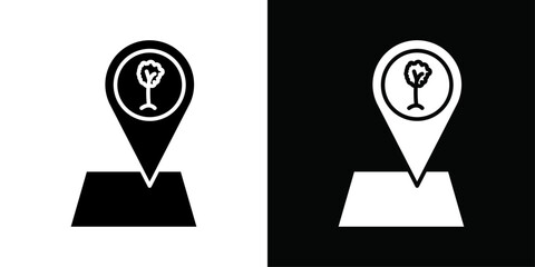 Park, forest location map icon Thin line flat illustration