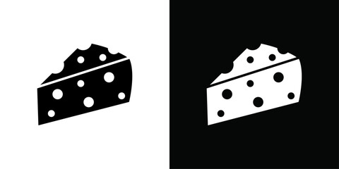 piece of cheese icon Thin line flat illustration