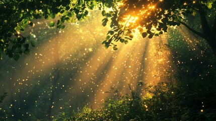 Fototapeta premium Sunlight Filtering Through Tree Branches in a Forest