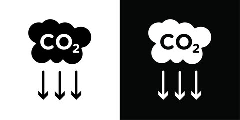 Reduce carbon dioxide co2 icon Thin line flat illustration