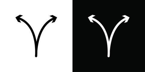 Separating arrow in two part icon Thin line flat illustration