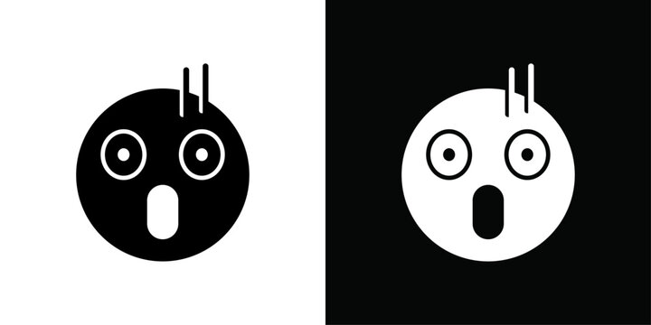 Shocked face icon Thin line flat illustration