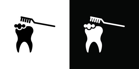 tooth cleaning icon Thin line flat illustration