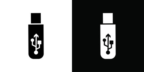 Fototapeta premium Usb stick icon Thin line flat illustration