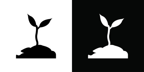 Young sprout icon Thin line flat illustration