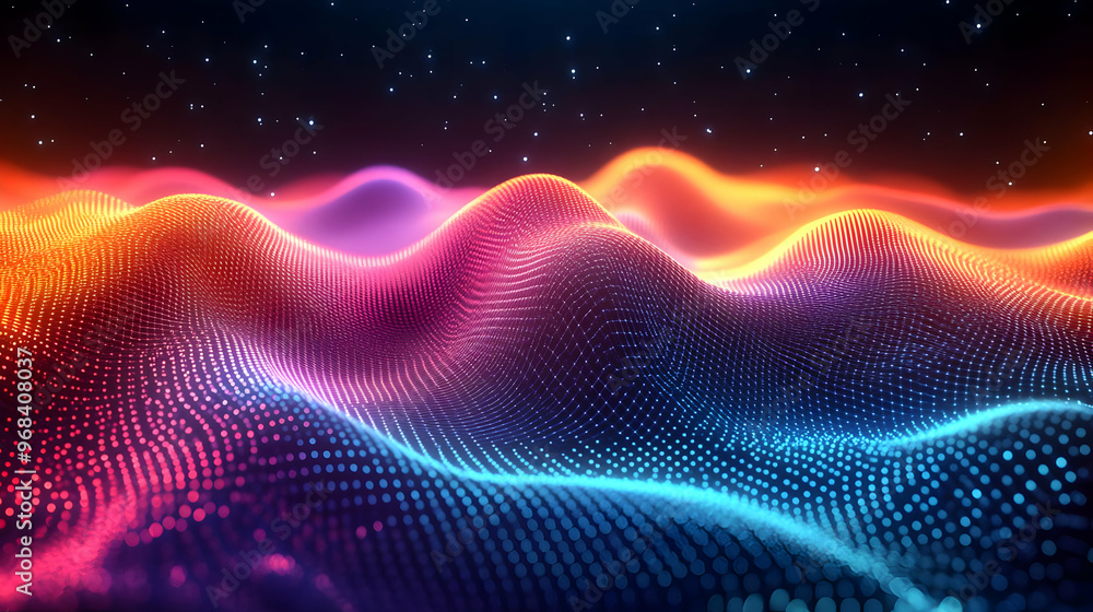 Poster abstract background - colorful abstract wavy particle background