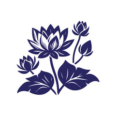 a silhouette lotus flower white background