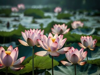 Fototapeta premium stunning close up photo of lotus flower during the day