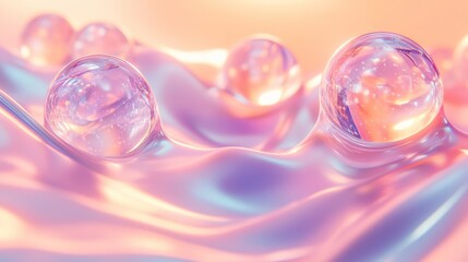 Iridescent Spheres on a Pink, Pearlescent Surface