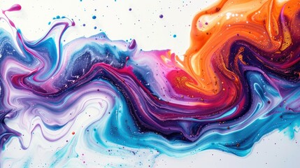 Obraz premium Abstract Fluid Art: Vibrant Swirls of Blue, Pink, and Orange
