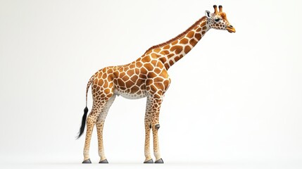 Naklejka premium Giraffe clipart standing in a playful pose on a white background, cheerful design