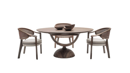 Table with chairs on transparent background