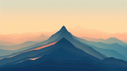 Abstract Mountain Range at Dawn with Soft Colors