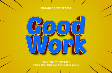 good work editable text effect in kids and game text style