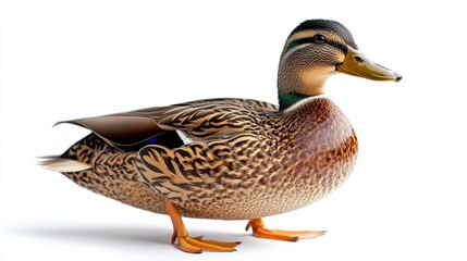Obraz premium Mallard duck in a natural setting with emphasis on its distinctive colors on a white background